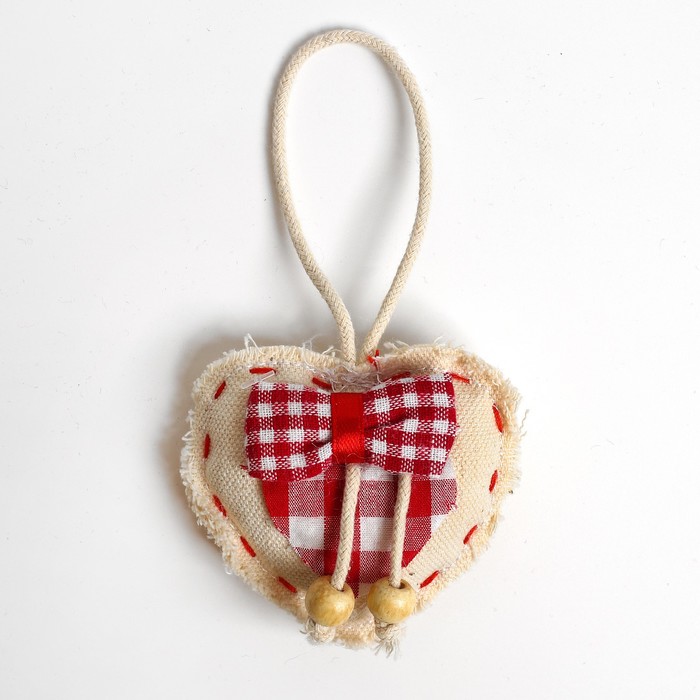 Мягкая игрушка-подвеска &quot;Сердце в клетку&quot; с бантиком, цвета МИКС