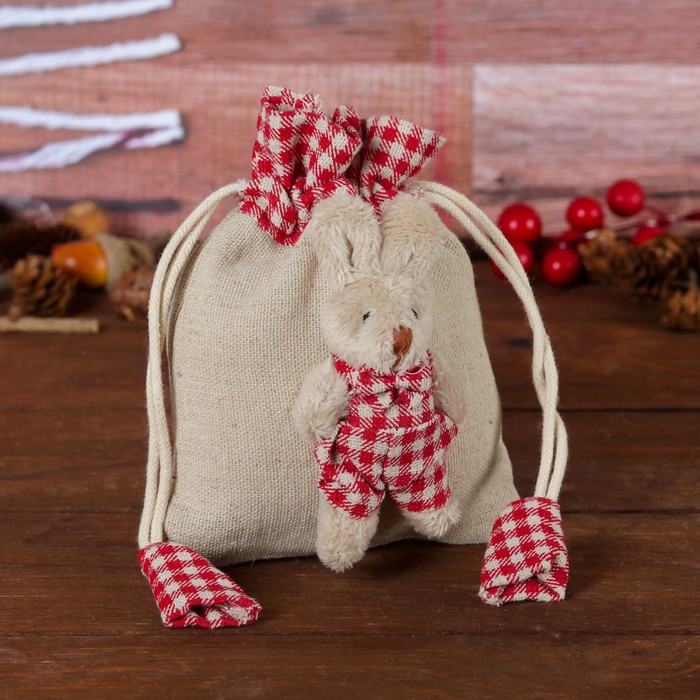 Подарочная сумочка "Зайка" бежевый, виды МИКС