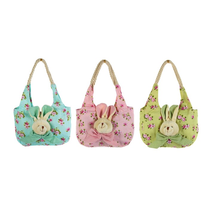 Сумка "Зайка" в цветочек и с бантиком, цвета МИКС