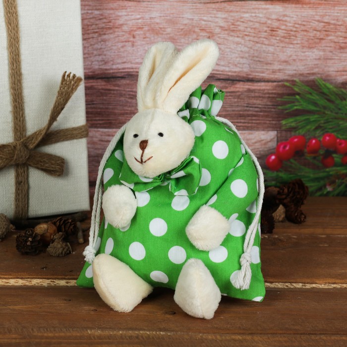 Подарочная сумочка "Зайка" с лапками и в горох, цвета МИКС