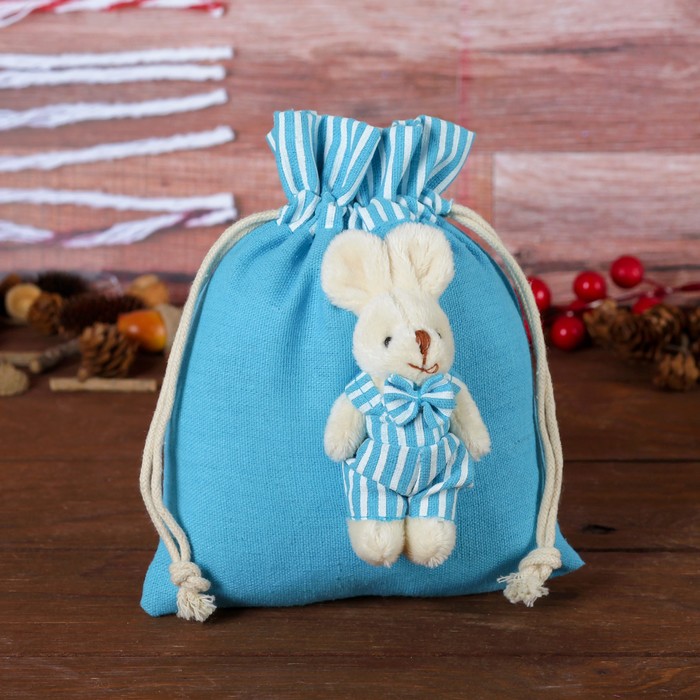 Подарочная сумочка "Зайка" в голубом, виды МИКС