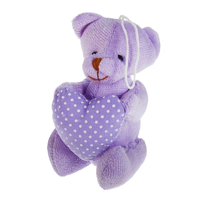 Мягкая игрушка-подвеска "Мишутка", сердце в горошек, цвета МИКС