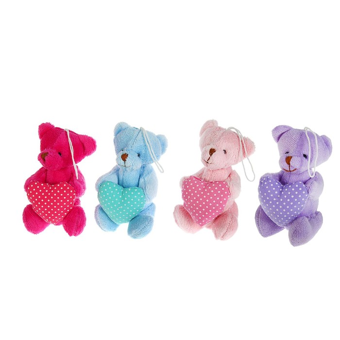 Мягкая игрушка-подвеска "Мишутка", сердце в горошек, цвета МИКС