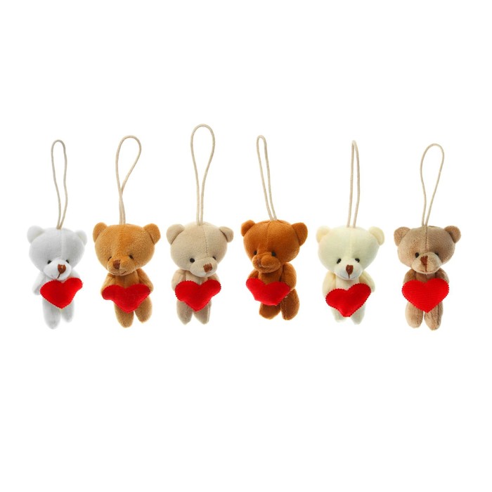 Мягкая игрушка-подвеска "Миша", в лапка сердце, цвета МИКС