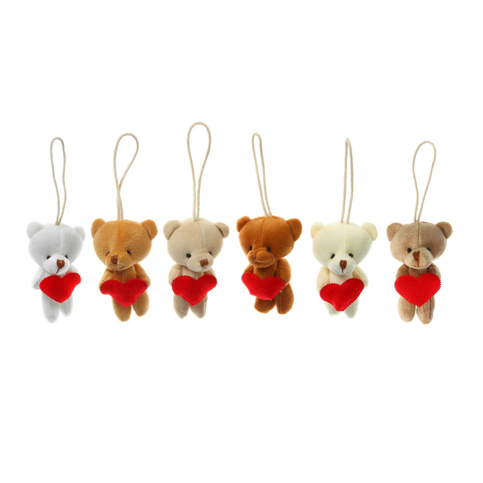 Мягкая игрушка-подвеска "Миша", в лапка сердце, цвета МИКС