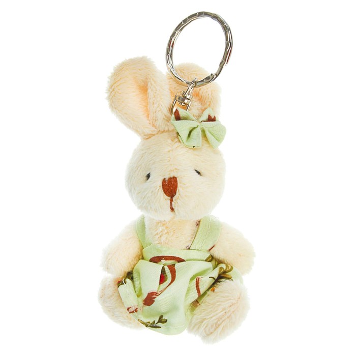 Мягкая игрушка-брелок "Зайка", одежда в цветочек, виды МИКС