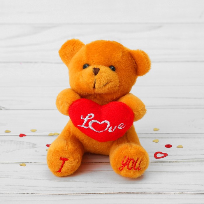 Мягкая игрушка брелок "Зайка" красное сердце в лапах, цвета МИКС