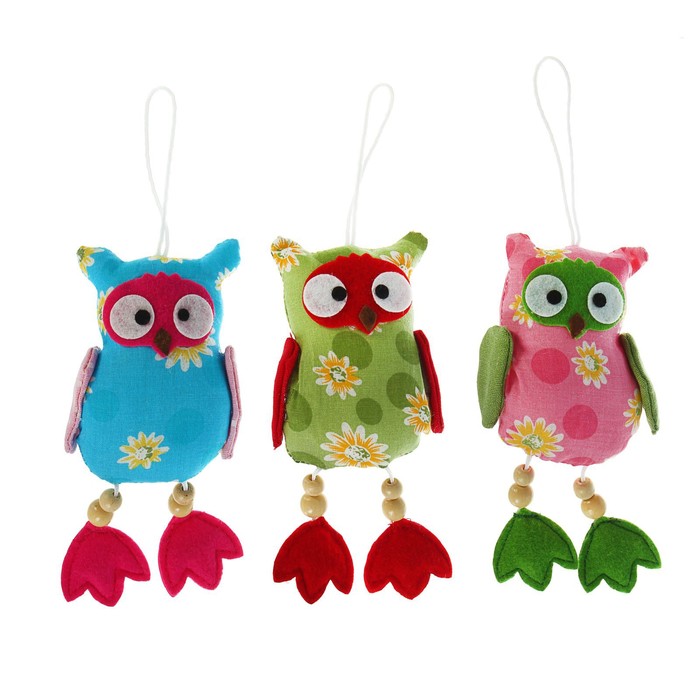 Мягкая игрушка-подвеска "Совушка", висячие лапки, цвета МИКС