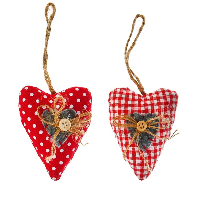 Мягкая игрушка-подвеска "Сердце", бантик с пуговкой, цвета МИКС