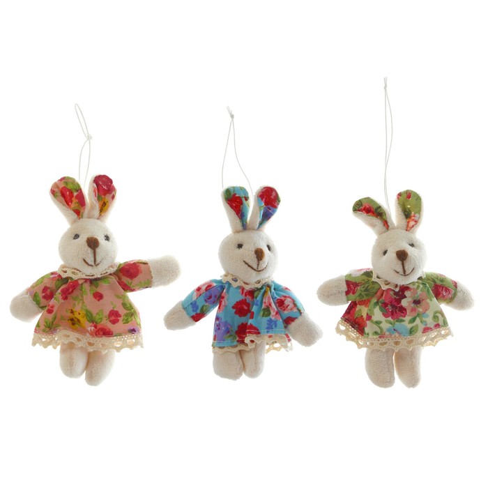 Мягкая игрушка-подвеска "Зайка", платье в цветочек, цвета МИКС