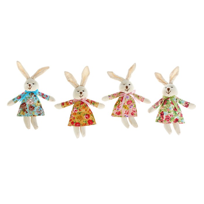 Мягкая игрушка-подвеска "Заинька", бант на шее, цвета МИКС