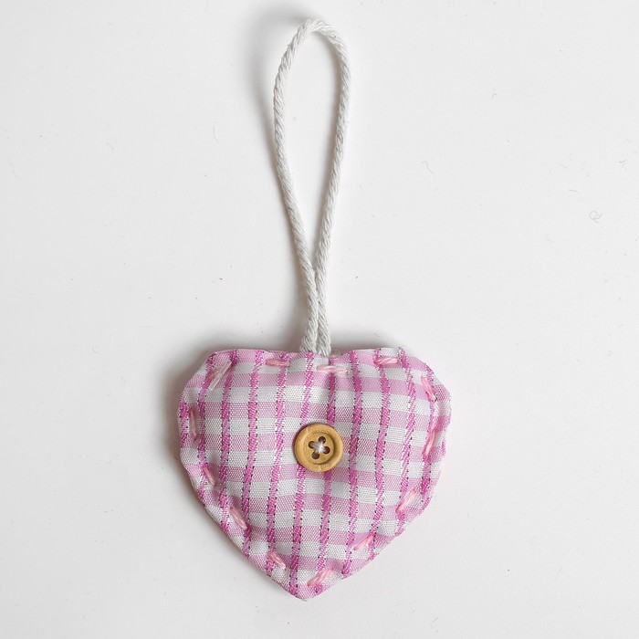Мягкая игрушка-подвеска "Клетчатое сердце" с пуговкой, цвета МИКС
