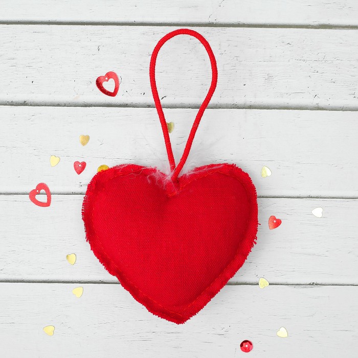 Мягкая игрушка-подвеска "Сердце" с пушком, цвета МИКС