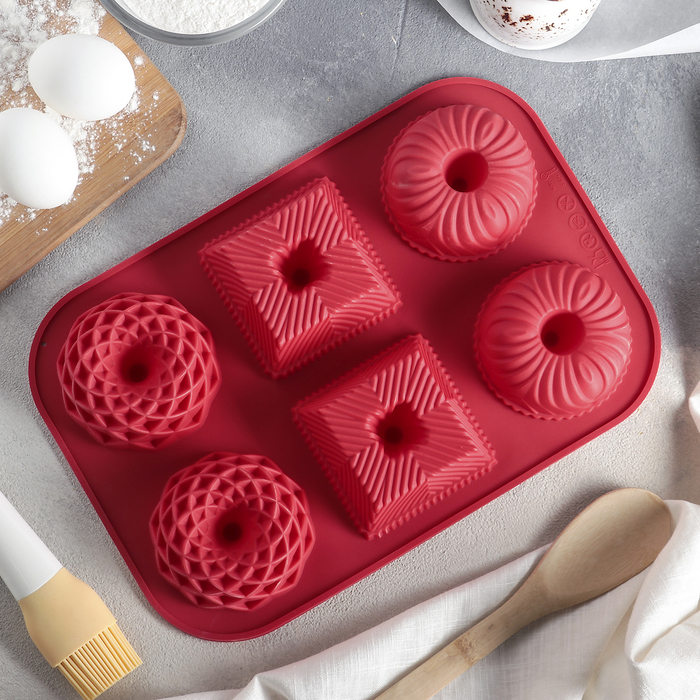 Форма для выпечки "Немецкий кекс. Спирограф", 6 ячеек, цвета МИКС