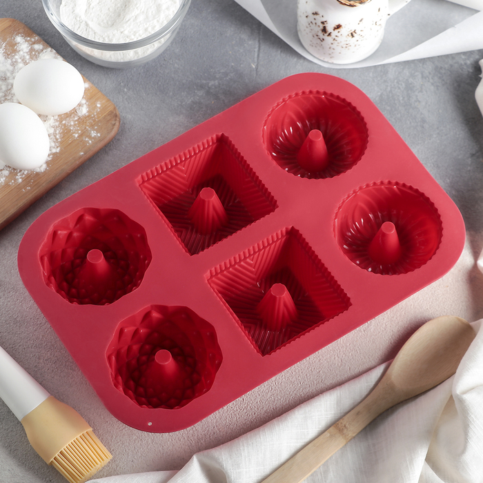 Форма для выпечки "Немецкий кекс. Спирограф", 6 ячеек, цвета МИКС