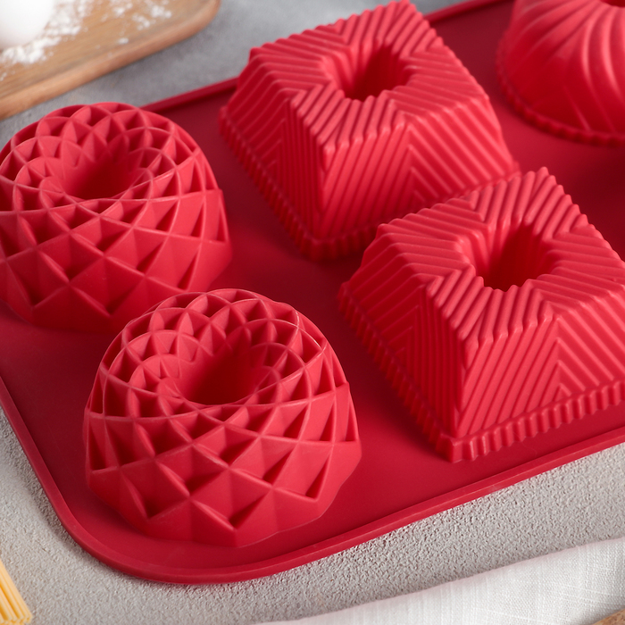 Форма для выпечки "Немецкий кекс. Спирограф", 6 ячеек, цвета МИКС