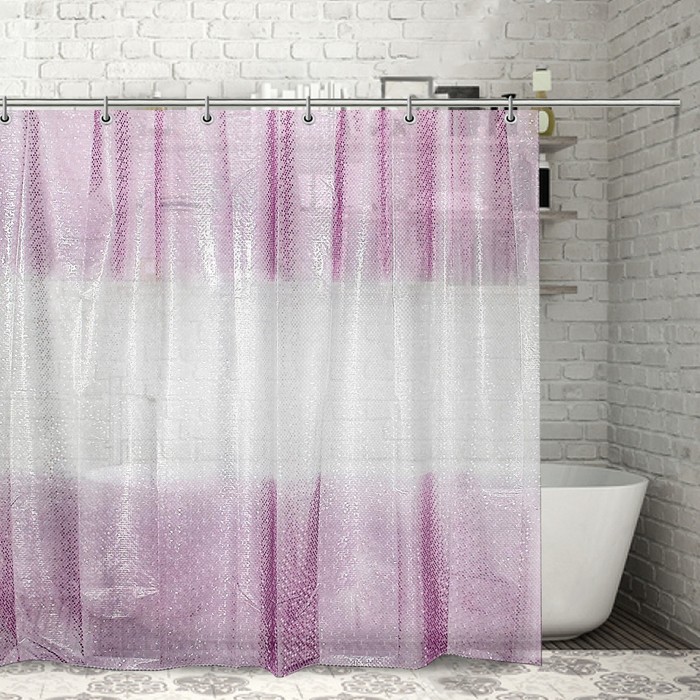 Штора для ванной 180х180 см "Диско 3D", EVA, цвет розовый