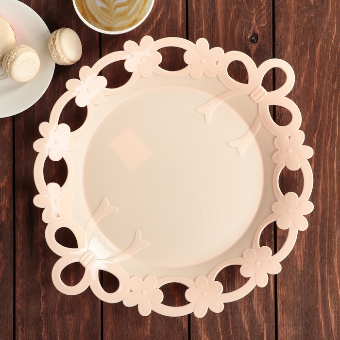 Поднос круглый "Бант", цвета МИКС