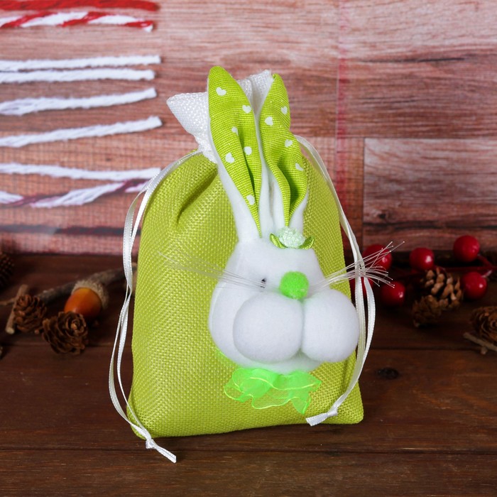 Подарочная сумочка "Усатый зайка" с цветочком на голове, цвета МИКС