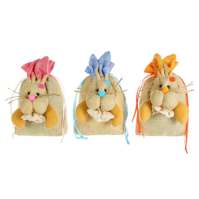 Подарочная сумочка "Зайка", на ушках сердечки, цвета МИКС