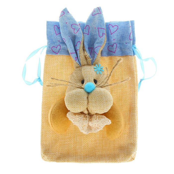 Подарочная сумочка "Зайка", на ушках сердечки, цвета МИКС