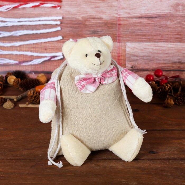 Подарочная сумочка "Мишутка" с бантиком, цвета МИКС