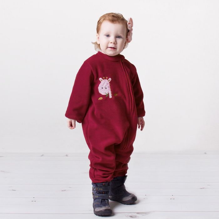 Комбинезон для девочки "Крошка Я" Бордо, рост 68-74 см, флис