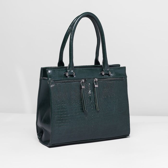 Сумка женская, 1 отдел с перегородкой, 3 наружных кармана, цвет зелёный