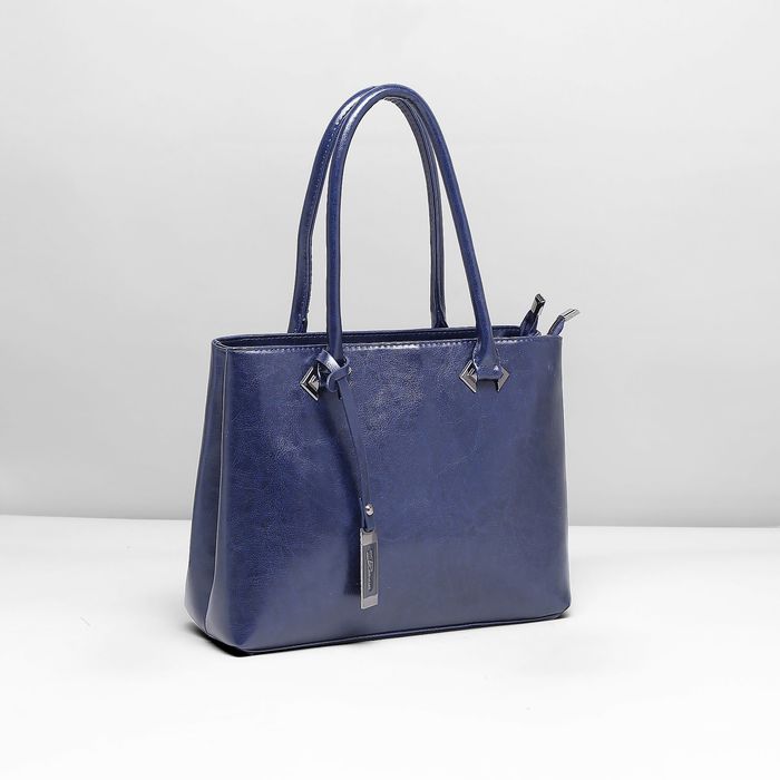 Сумка женская на молнии, 2 отдела, наружный карман, длинный ремень, цвет синий