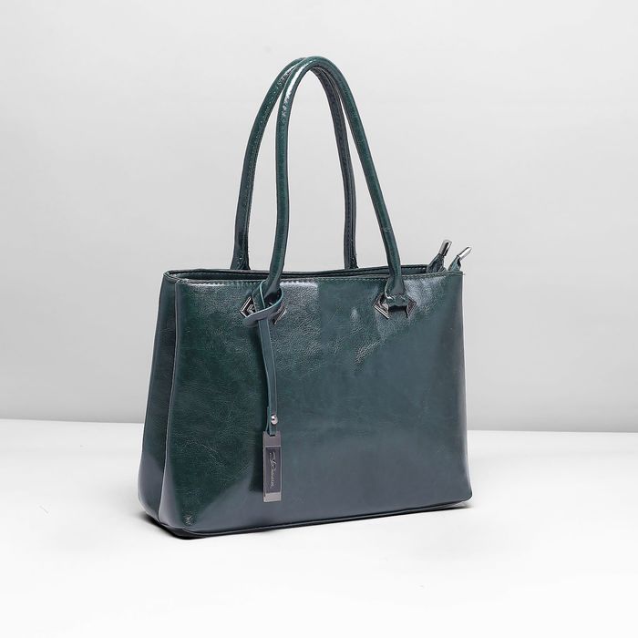 Сумка женская на молнии, 2 отдела, наружный карман, длинный ремень, цвет зелёный