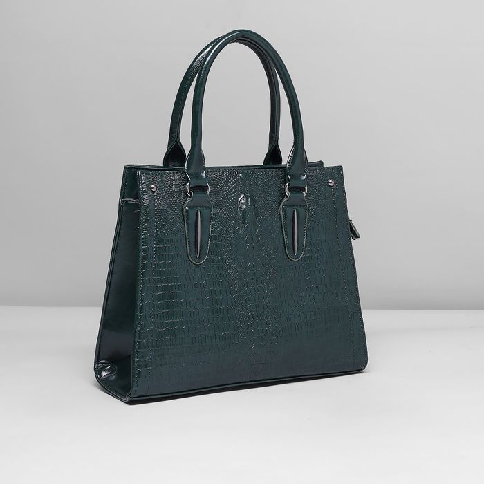 Сумка женская на молнии, 2 отдела, наружный карман, цвет зелёный