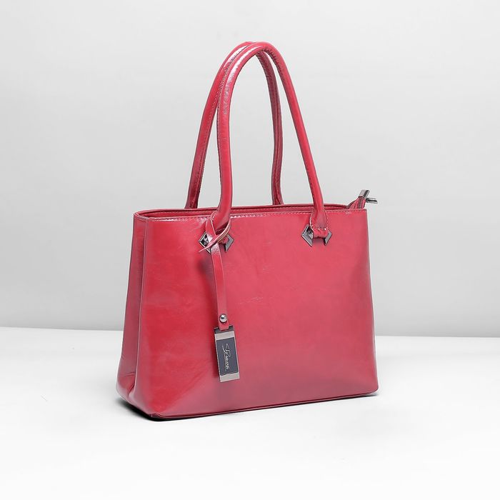 Сумка женская на молнии, 2 отдела, наружный карман, длинный ремень, цвет красный