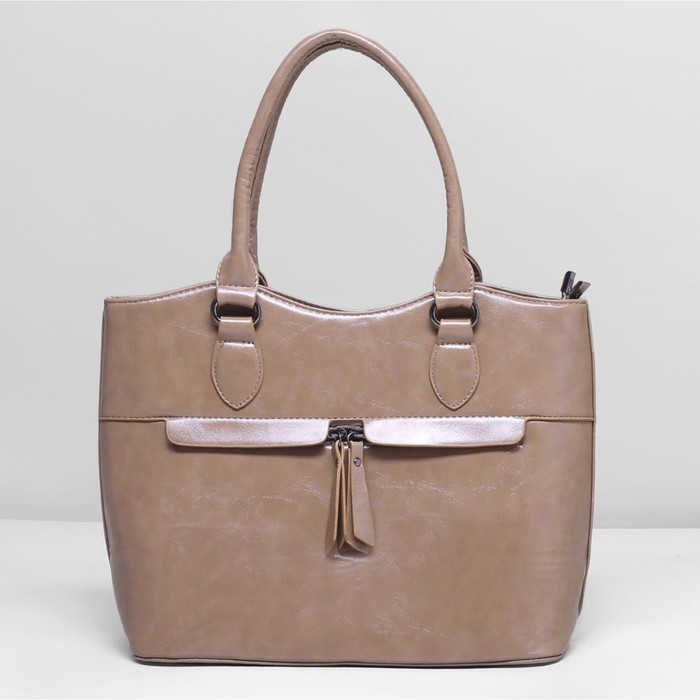 Сумка женская на молнии, 2 отдела, 3 наружных кармана, цвет хаки