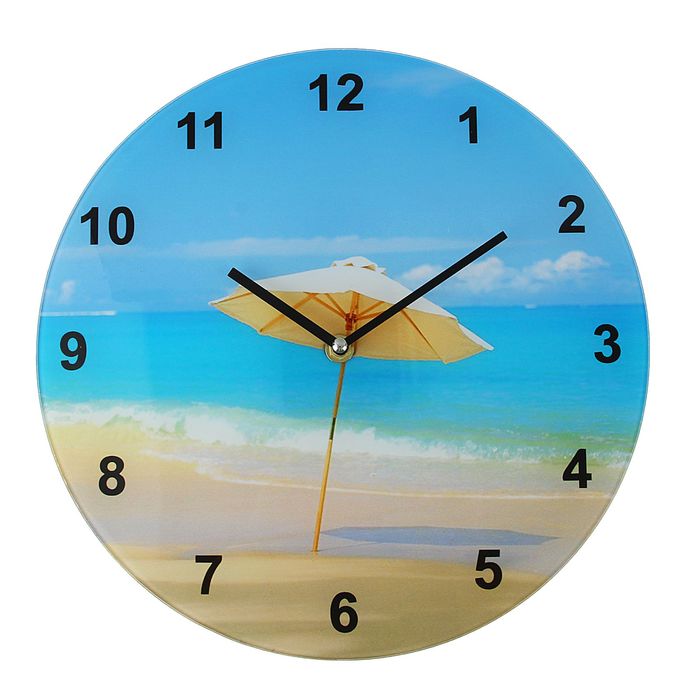 Часы настенные круг серия "Есения" Пляжный зонтик d=30см