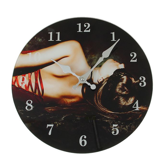 Часы настенные круг серия "Есения" Девушка в корсете d=30см