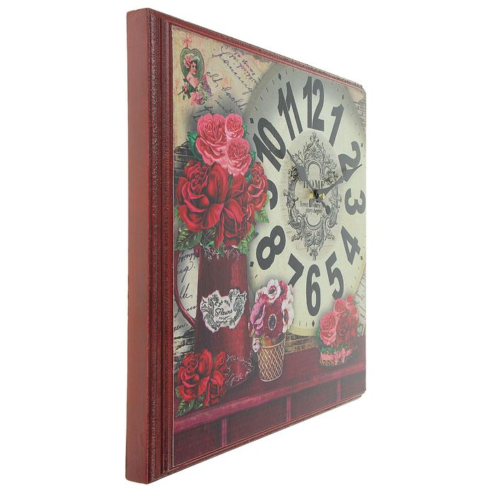 Часы настенные, серия Ретро «Пионы», квадратные, 42х42 см