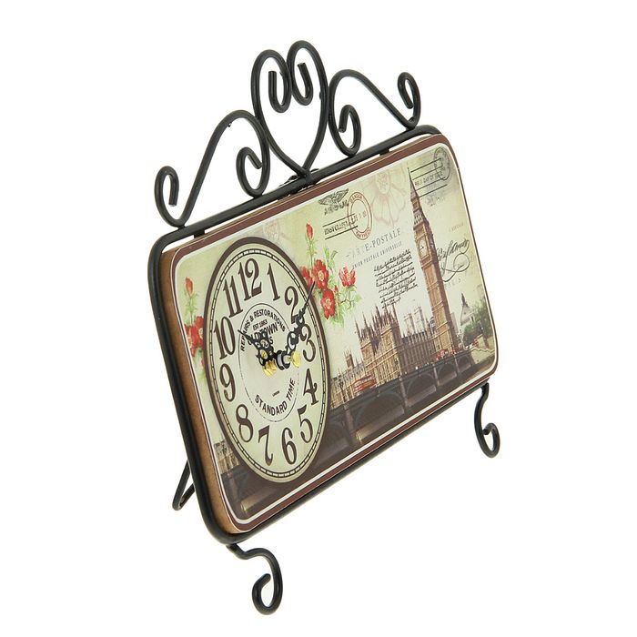 Часы настольные серия Ковка. На ножках, на циферблате Old Town, черные 22*32см