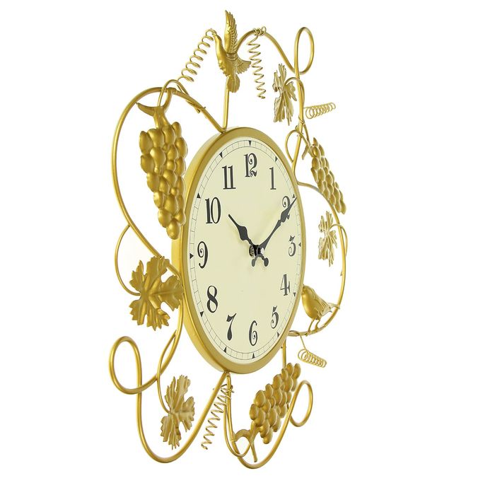 Часы настенные, серия Ажур «Птички и виноградная лоза», 48х49 см