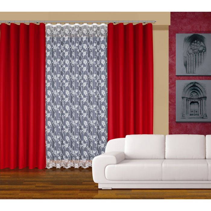 Комплект штор, 160х270 см-2 шт, тюль 500х270 см, цвет красный