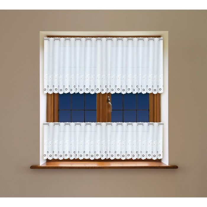 Комплект гардин, 300х60 см-1 шт, 300х40 см-1 шт, цвет белый