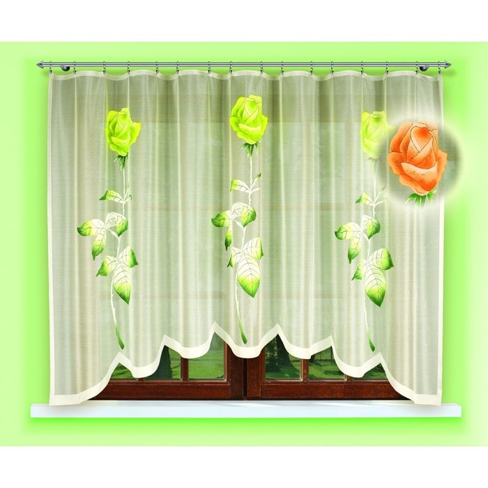 Гардина, размер 160х300 см, цвет зелёный