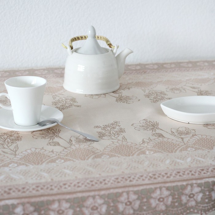 Скатерть "Доляна" Кружево 220*144 см, 100% хлопок, рогожка, 164 г/м2