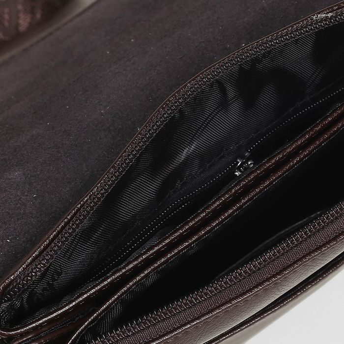 Планшет мужской, 3 отдела, 2 наружных кармана, регулируемый ремень, цвет коричневый