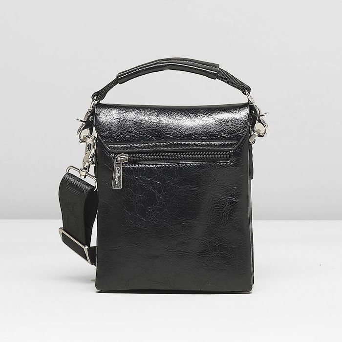 Планшет мужской, 5 отделов, 2 наружных кармана, регулируемый ремень, цвет чёрный