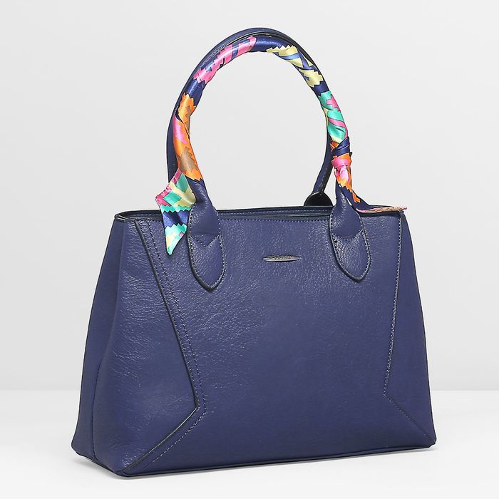 Сумка женская на молнии, 2 отдела, наружный карман, цвет синий