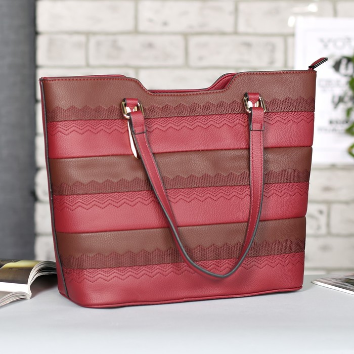 Сумка женская, 1 отдел с перегородкой, наружный карман, цвет бордовый