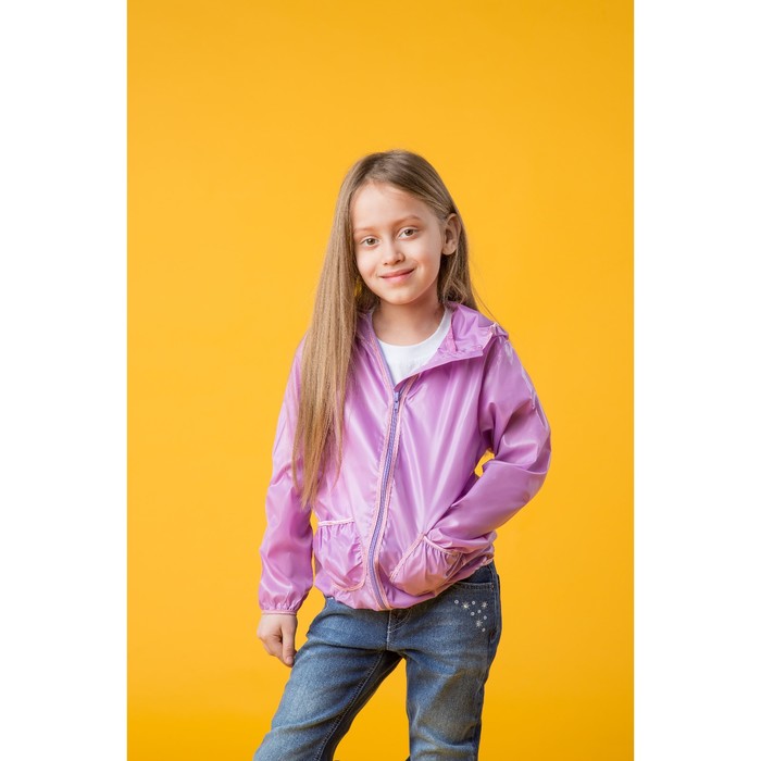 Ветровка для девочки "Дождик", рост 128 см (32), цвет розовый Д807