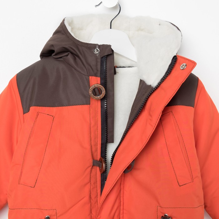 Парка для мальчика, рост 134 см (34), цвет оранжевый ДД-0623