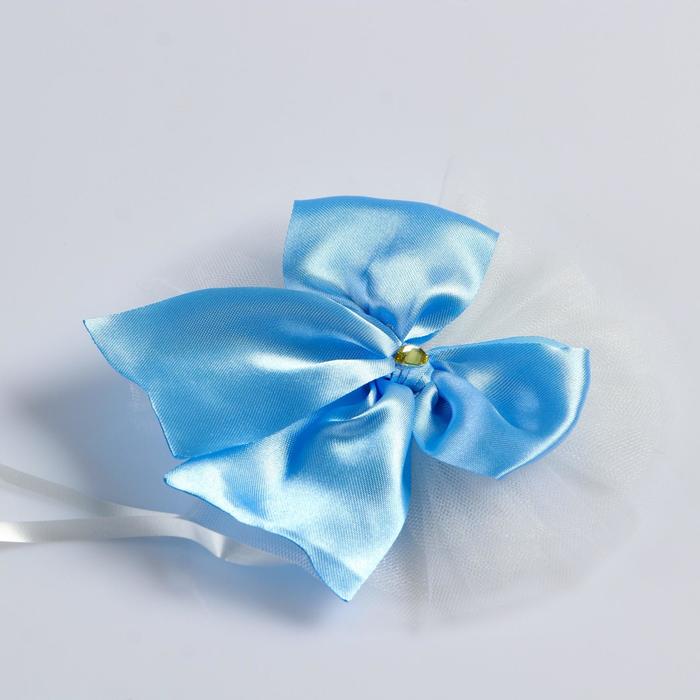 Набор бантов на ручки авто «Цветок», 4 шт., голубой