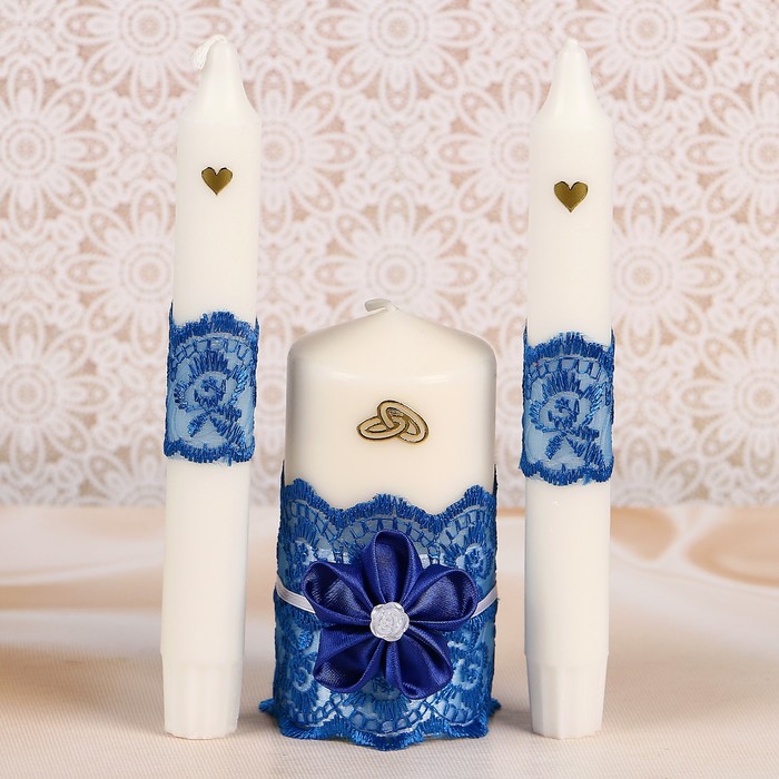 Набор свечей «Семейный очаг», 3 шт., синий